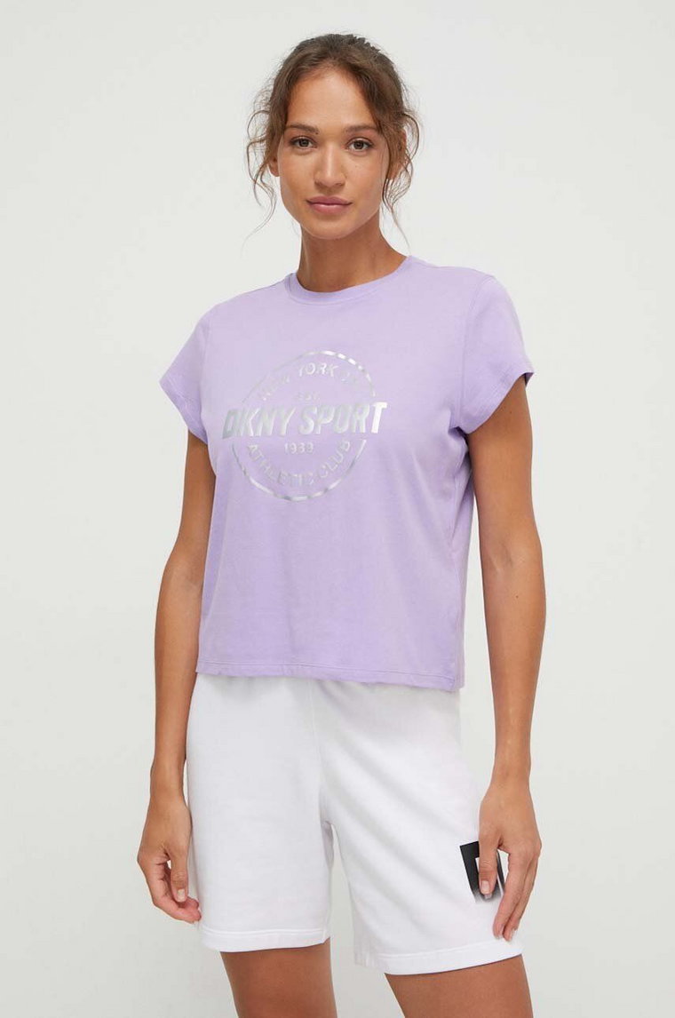 Dkny t-shirt bawełniany damski kolor fioletowy DP3T9563