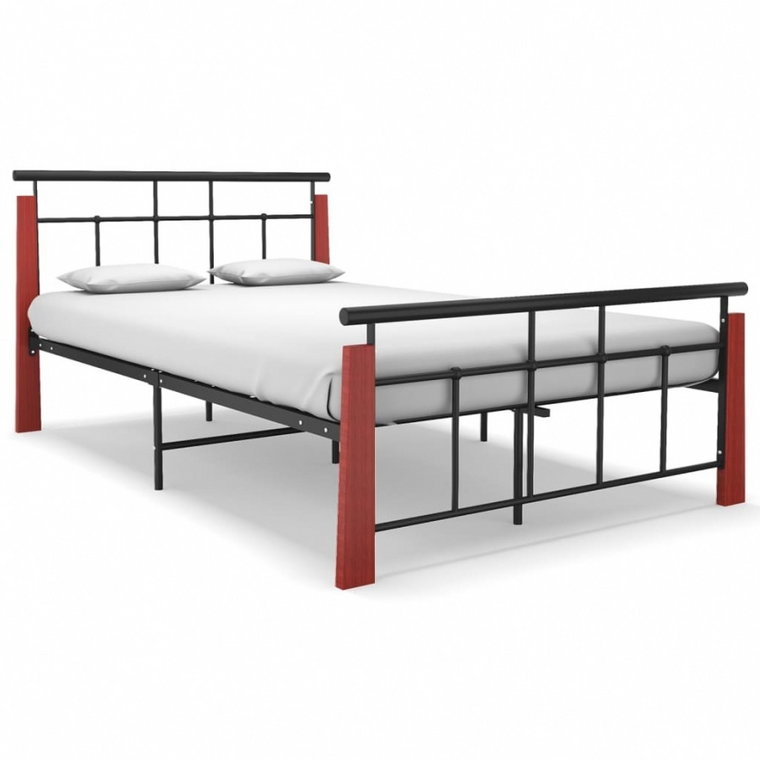 Rama łóżka, metal i lite drewno dębowe, 120x200 cm kod: V-324892