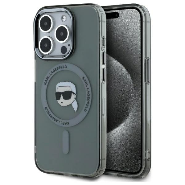 Karl Lagerfeld KLHMP15XHLSKIK iPhone 15   Pro Max 6.7" czarny/black hardcase IML Metal Karl Head MagSafe