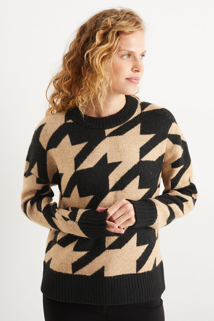 C&A Sweter-z wzorem, Czarny, Rozmiar: S