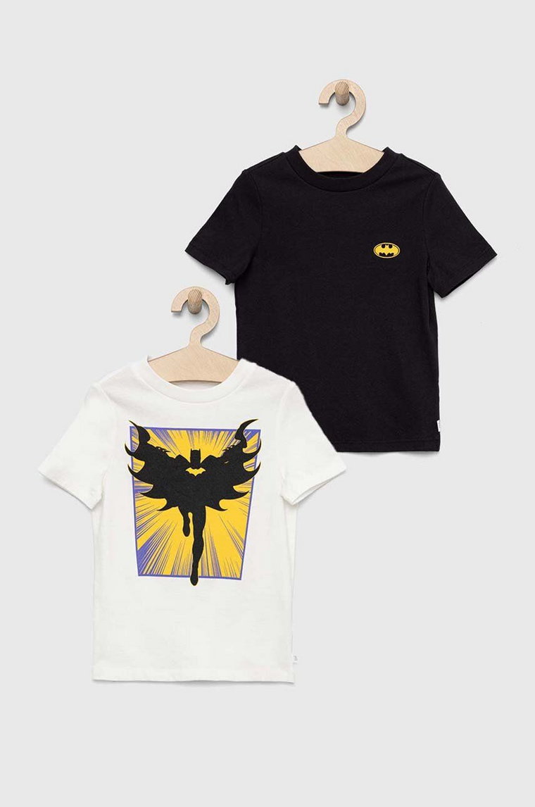 GAP t-shirt bawełniany dziecięcy x DC 2-pack kolor czarny z nadrukiem