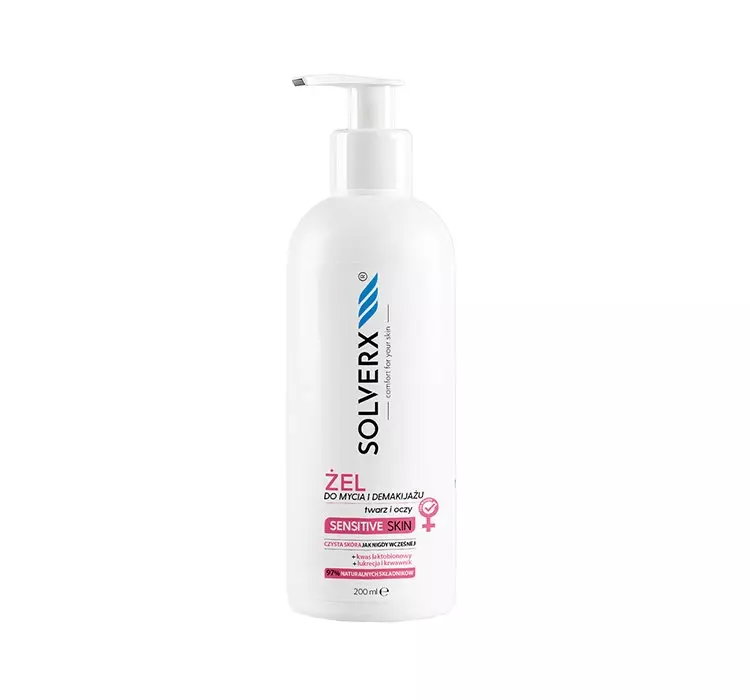 SOLVERX SENSITIVE SKIN ŻEL DO DEMAKIJAŻU I MYCIA TWARZY 200ML