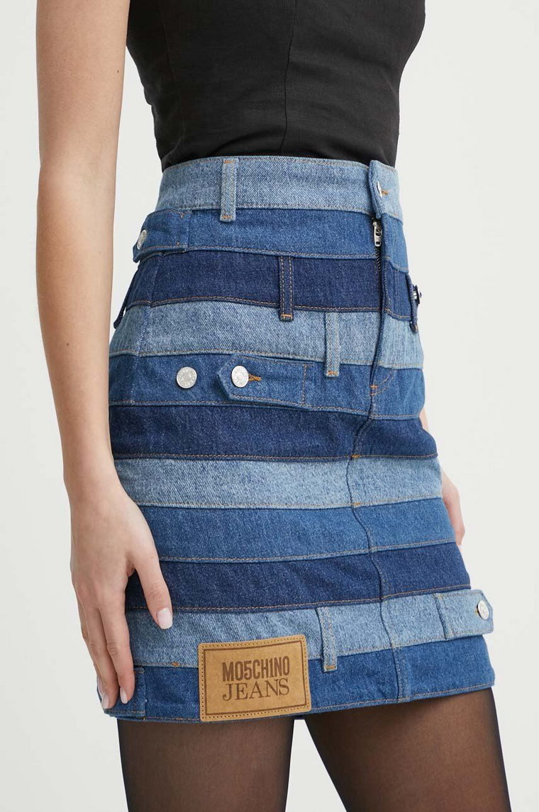 Moschino Jeans spódnica jeansowa kolor niebieski mini prosta