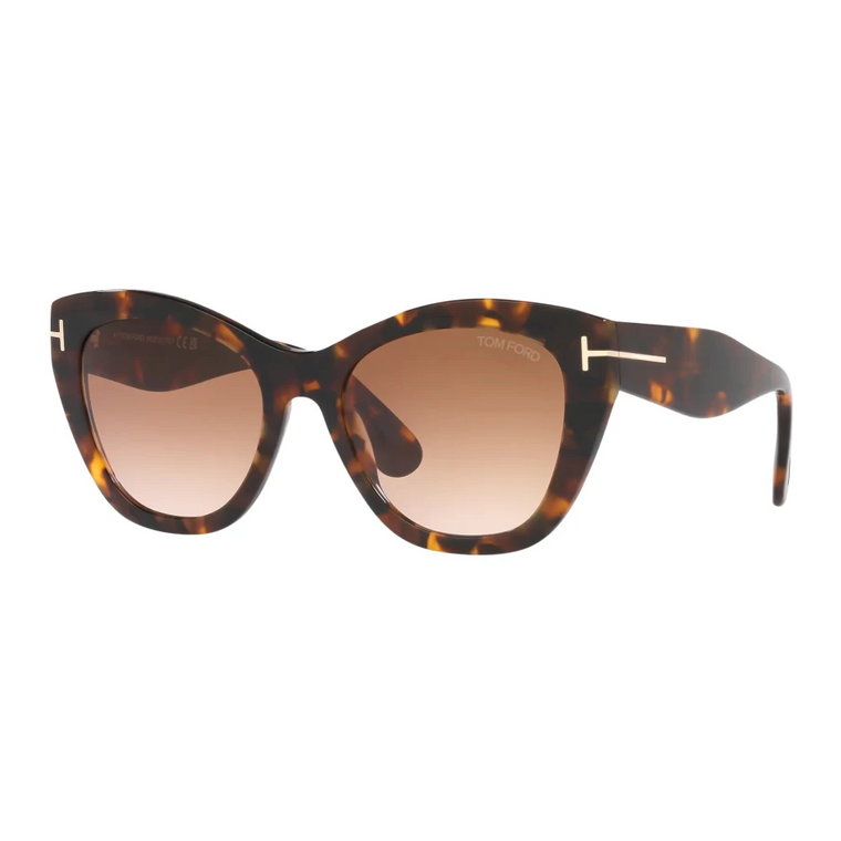 Okulary przeciwsłoneczne o owalnym kształcie z ciemną oprawką Havana i brązowymi soczewkami Tom Ford