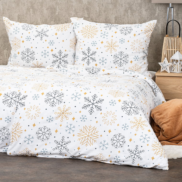 4Home Pościel flanelowa Frosty snowflakes, 140 x 220 cm, 70 x 90 cm