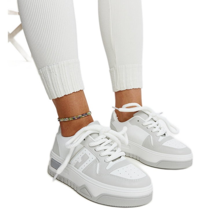 Biało-szare sneakersy na grubej podeszwie Galit białe
