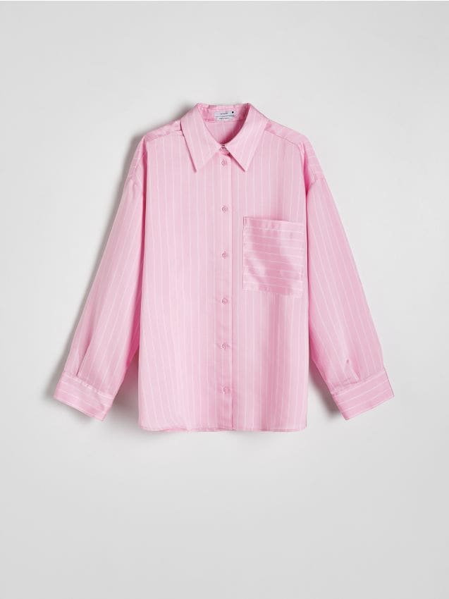 Reserved - Koszula oversize z wiskozą - pastelowy róż