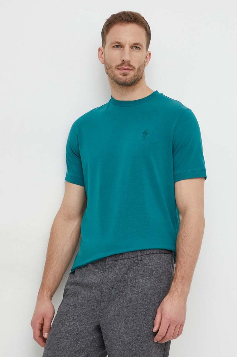 Karl Lagerfeld t-shirt męski kolor zielony z aplikacją