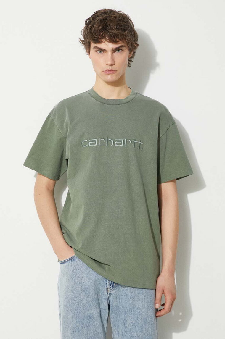 Carhartt WIP t-shirt bawełniany S/S Duster T-Shirt męski kolor zielony z aplikacją I030110.1YFGD