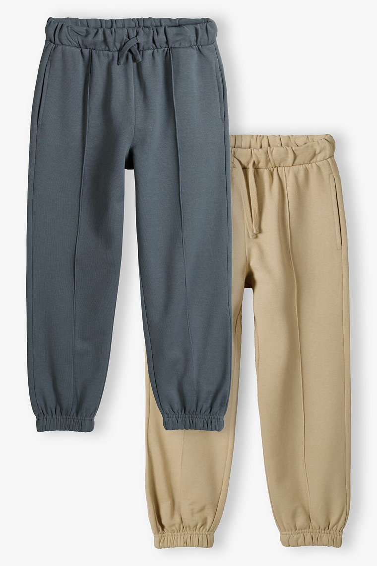 Dresowe spodnie dla chłopca - 2pak - beżowe i szare - Limited Edition