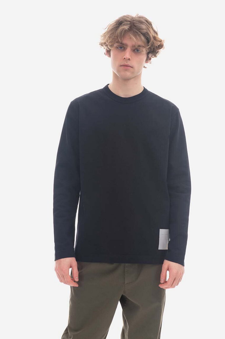 Norse Projects longsleeve bawełniany kolor granatowy gładki N10.0203.7004-7004