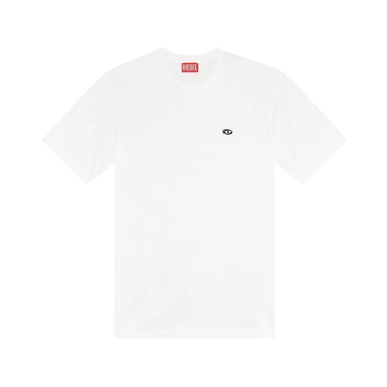 Biała koszulka z organicznej bawełny z haftowanym logo D Diesel