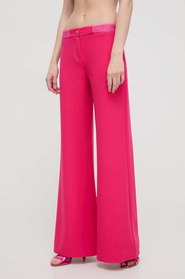 Versace Jeans Couture spodnie damskie kolor różowy szerokie high waist 76HAA112 N0103