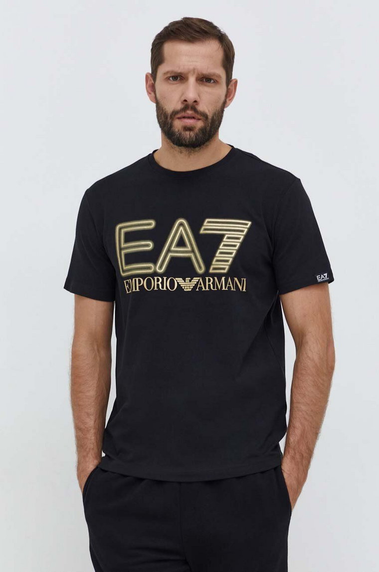 EA7 Emporio Armani t-shirt męski kolor czarny z nadrukiem