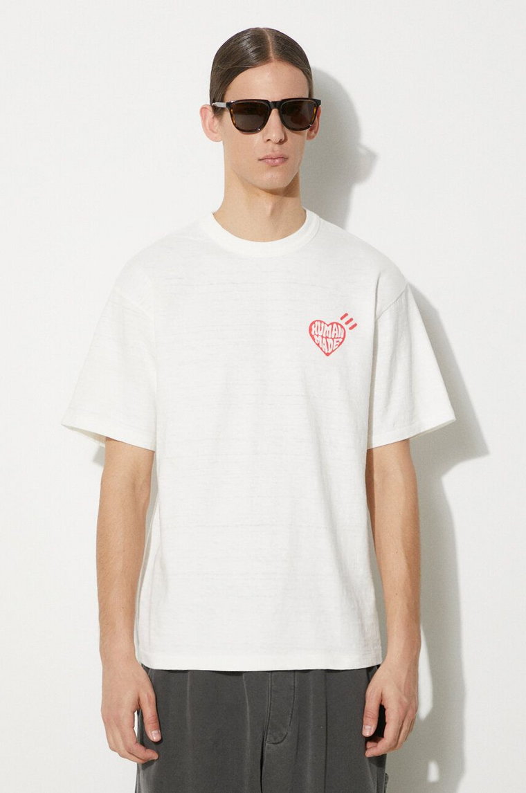 Human Made t-shirt bawełniany Graphic męski kolor biały z nadrukiem HM27TE013