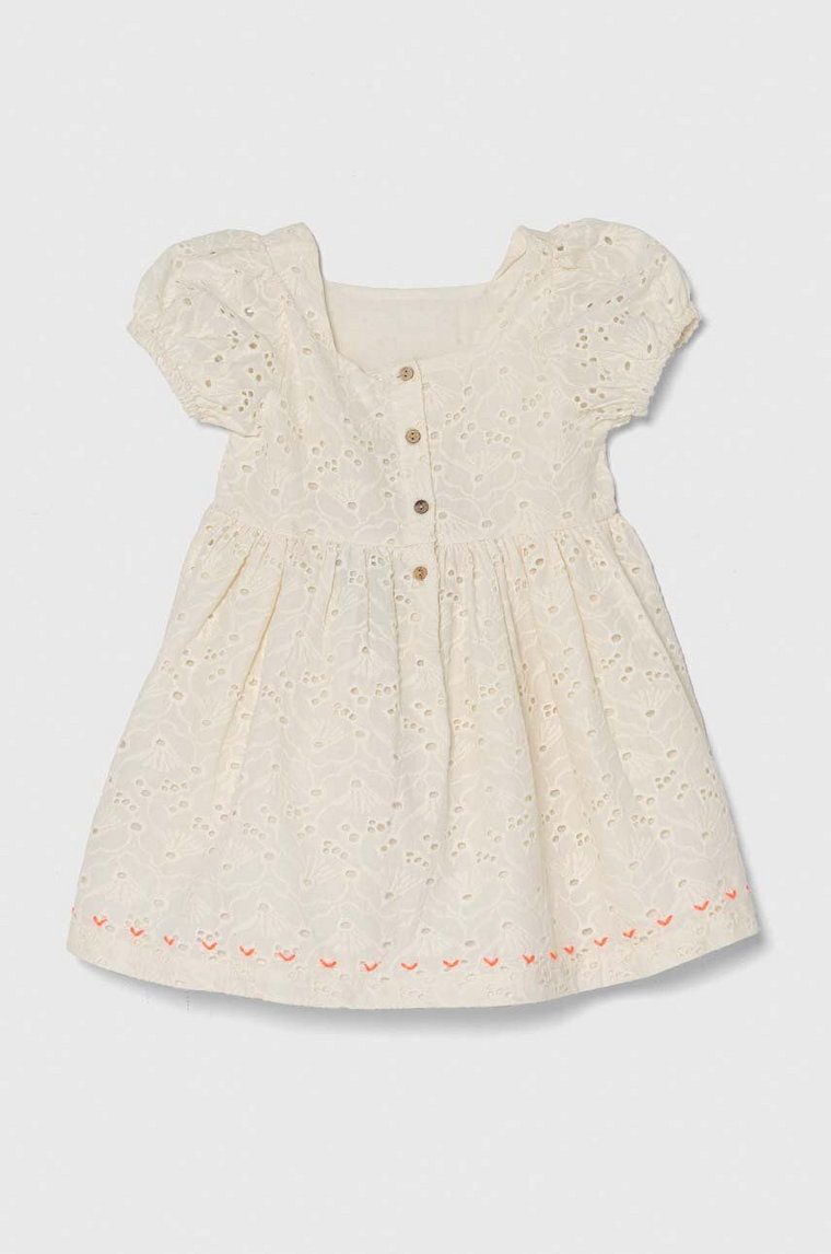 zippy sukienka bawełniana niemowlęca kolor beżowy mini rozkloszowana
