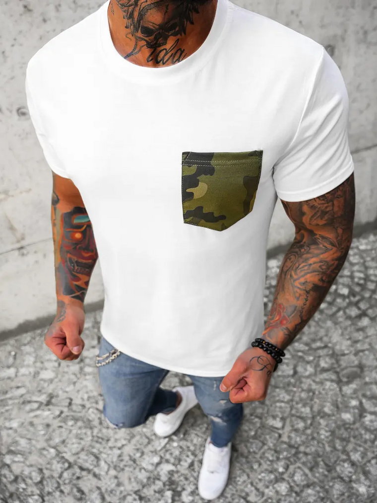 T-Shirt męski biały OZONEE JS/8T85/2Z