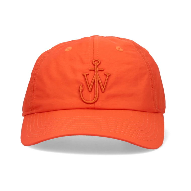 Pomarańczowa czapka baseballowa z haftowanym logo JW Anderson