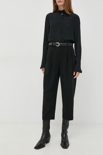 MICHAEL Michael Kors spodnie damskie kolor czarny proste high waist