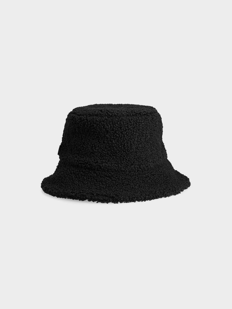 Kapelusz bucket hat pluszowy damski - czarny