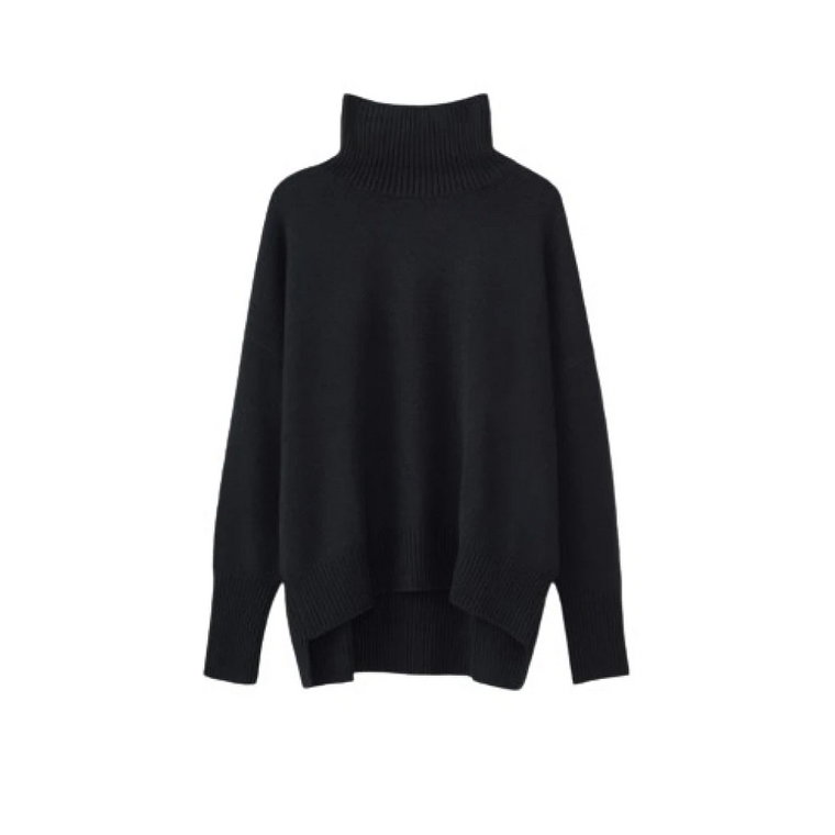 Czarny sweter z żyłkowanymi detalami Lisa Yang