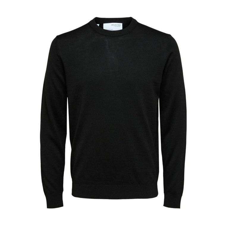Czarny sweter z okrągłym dekoltem Selected Homme