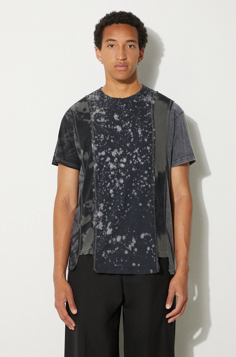 Needles t-shirt bawełniany 5 Cuts S/S Tee - B&W Mishmash męski kolor czarny wzorzysty OT307