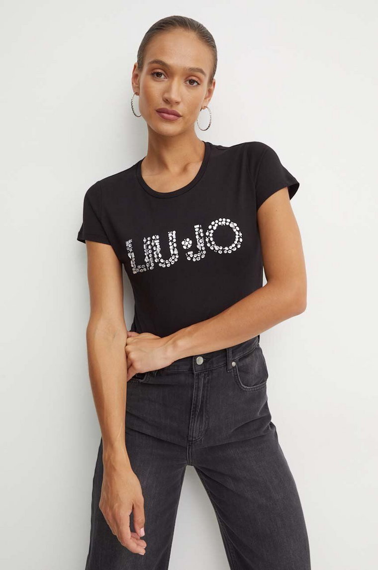 Liu Jo t-shirt bawełniany damski kolor czarny WF4107 JS923