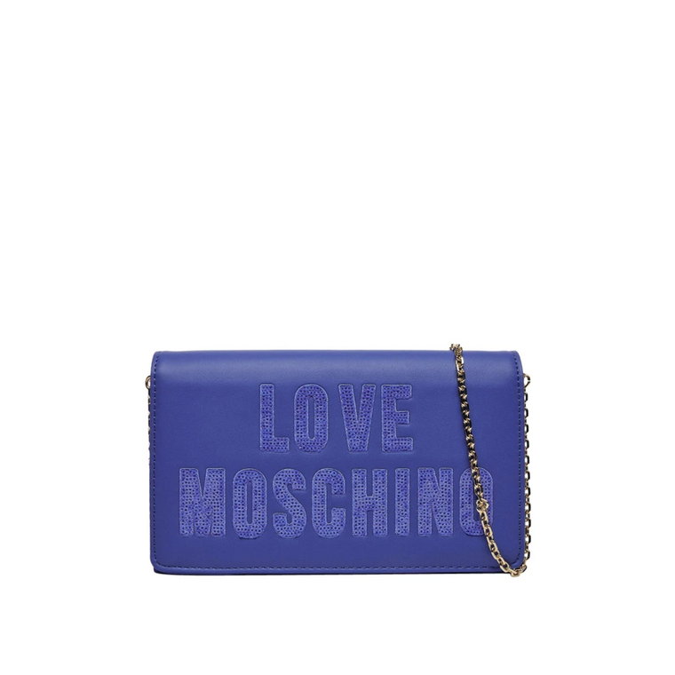 Niebieska Torebka na Ramię z Cekinami Love Moschino