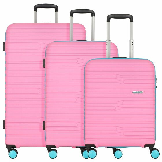 American Tourister Wavestream 4 kółka Zestaw walizek 3-części pink-turquoise