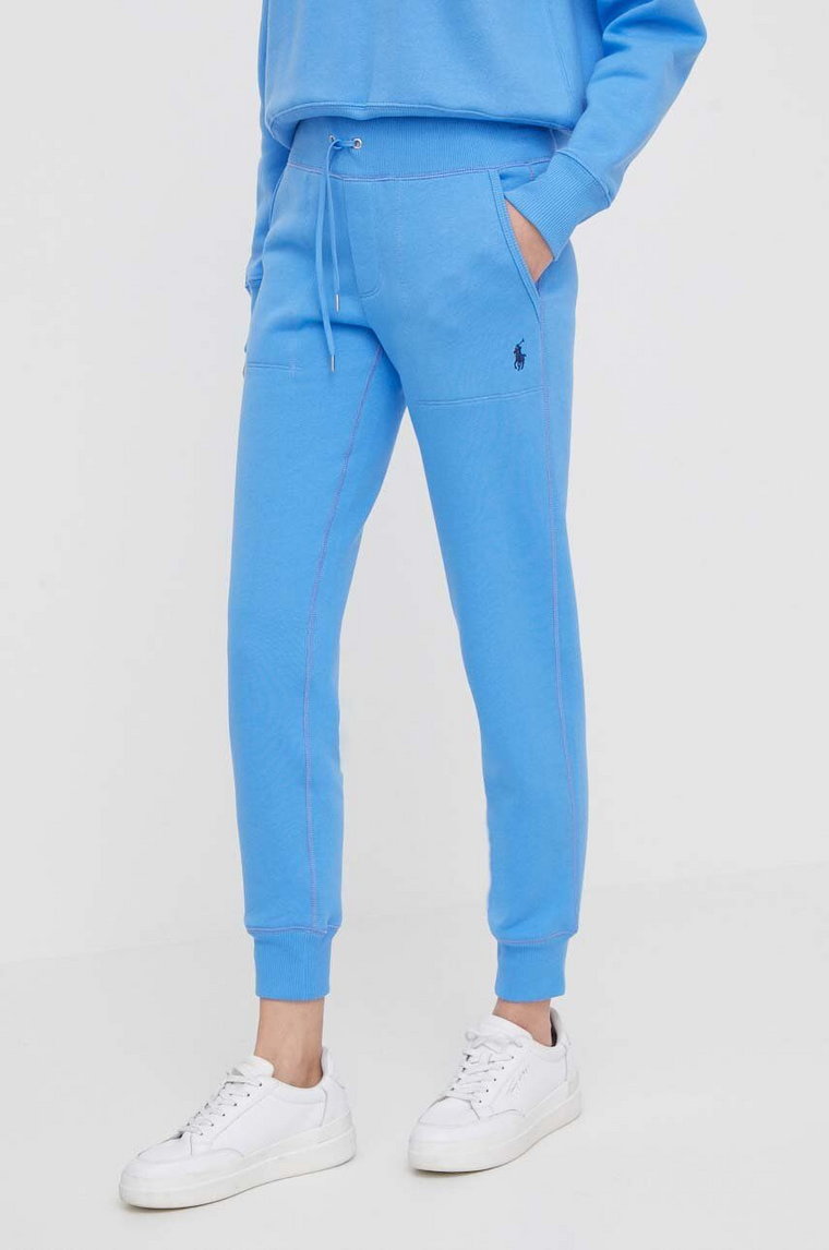 Polo Ralph Lauren spodnie dresowe kolor niebieski gładkie 211839386