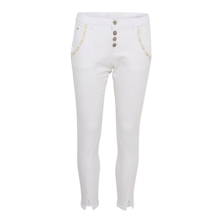 Slim-fit Trousers Cream