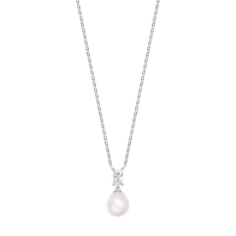 Naszyjnik srebrny z perłą i cyrkonią - Pearls of Sky