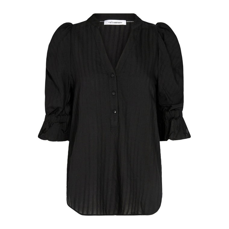 Elegancka bluzka z krótkim rękawem 35258 czarna Co'Couture