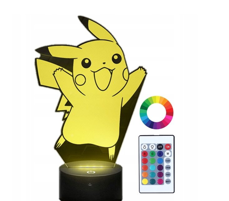 Lampka Nocna Z Imieniem Pokemon Pikachu Led Grawer