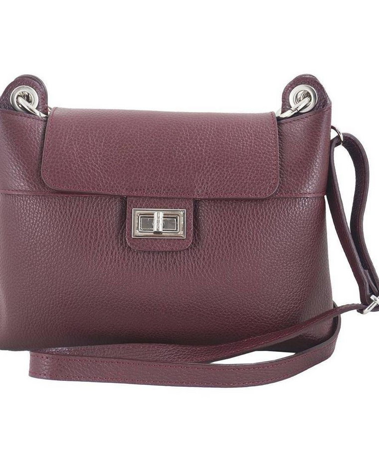 Torebka damska skórzana crossbody - Bordowa