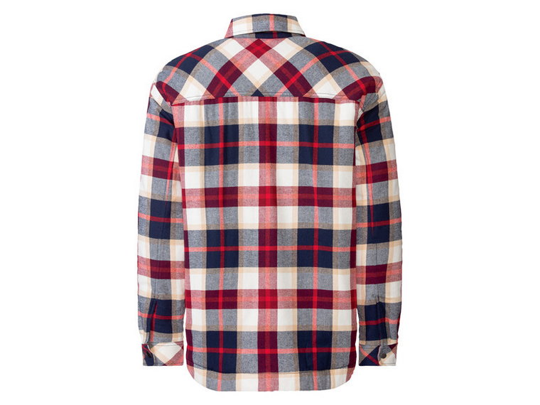 LIVERGY Koszula męska oversize z bawełną (S (44/46), Zielony/czerwony/kremowy)