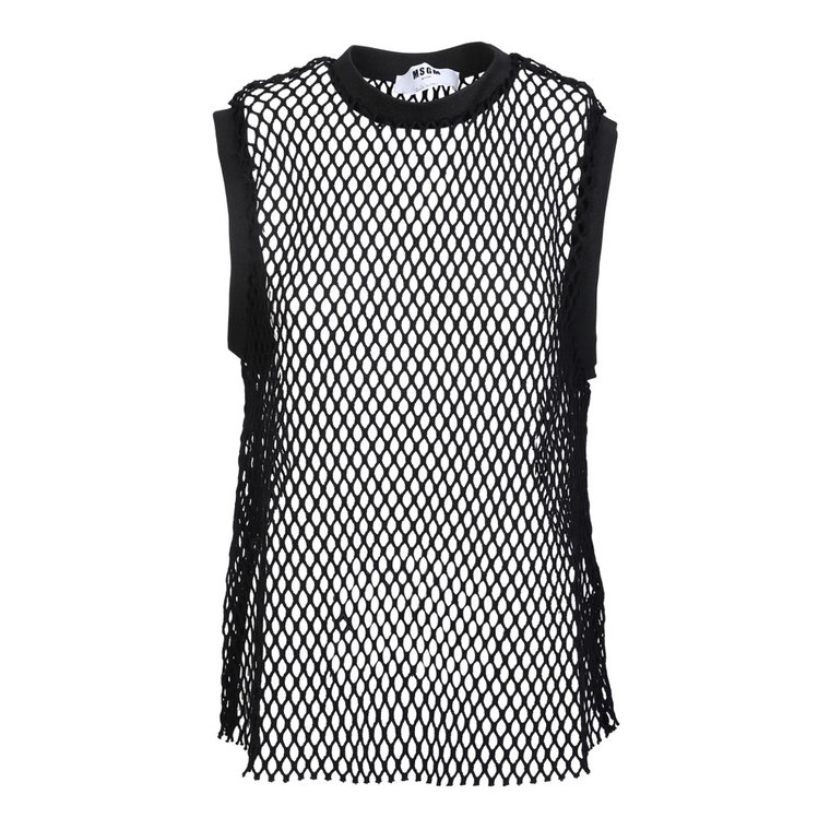 Mesh czarny top by Msgm; contaminations of the urban world and sportswears are present in this garment Msgm