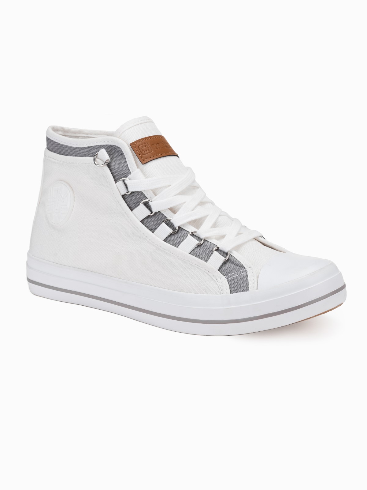 Buty męskie sneakersy T375 - białe - 40 Ombre Clothing