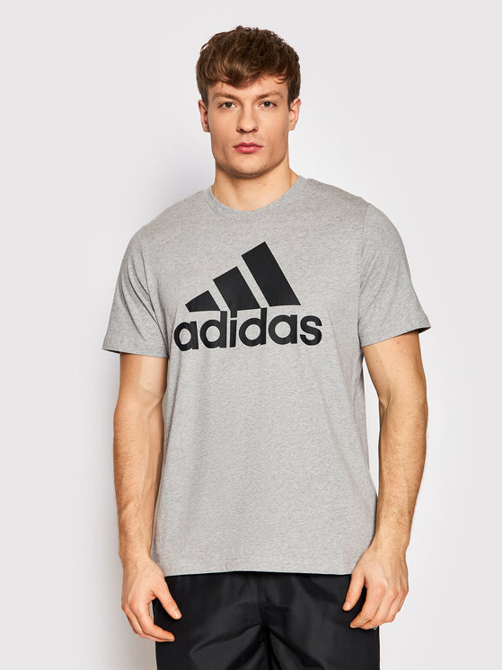 T-Shirt Essential Big Logo GK9123 Szary Regular Fit adidas