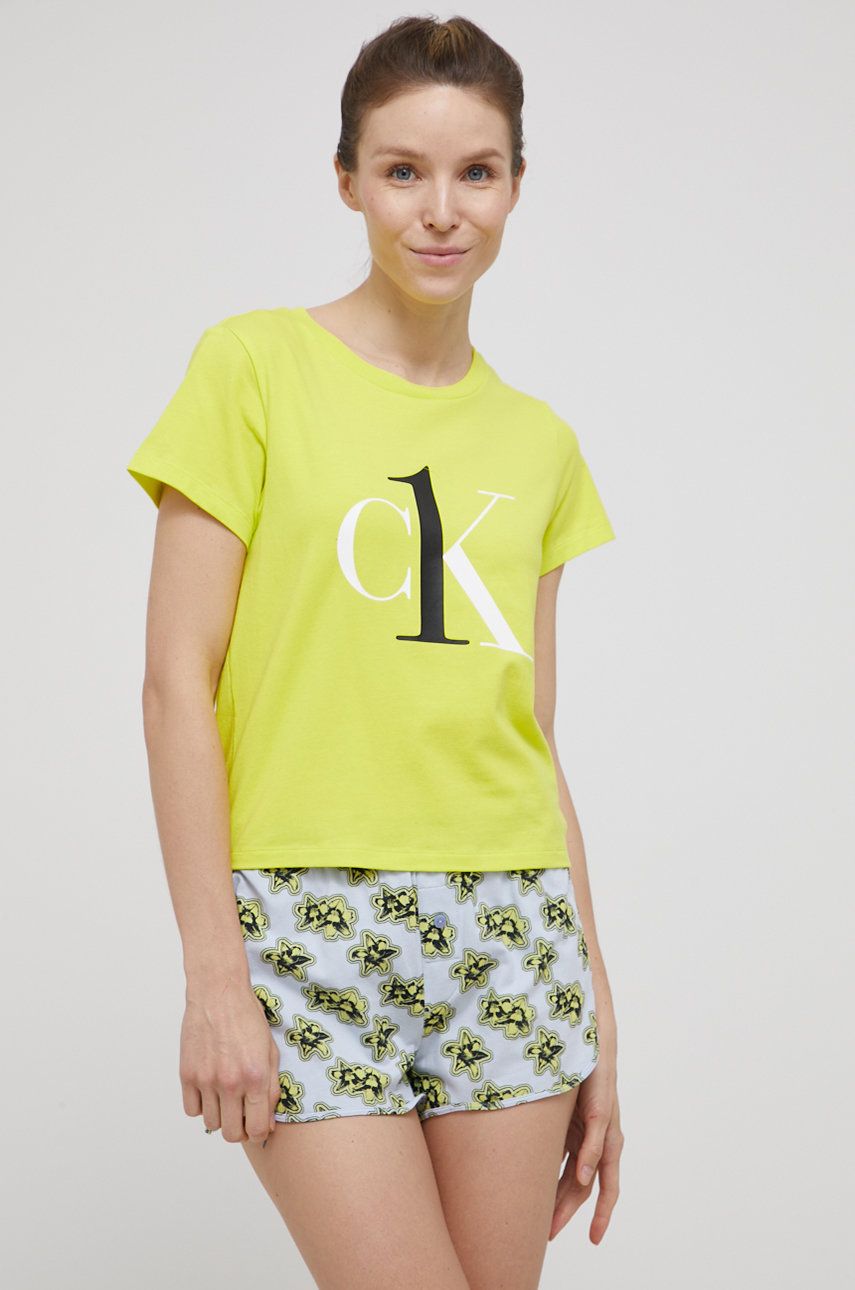 Calvin Klein Underwear Piżama damska kolor żółty Calvin Klein Underwear