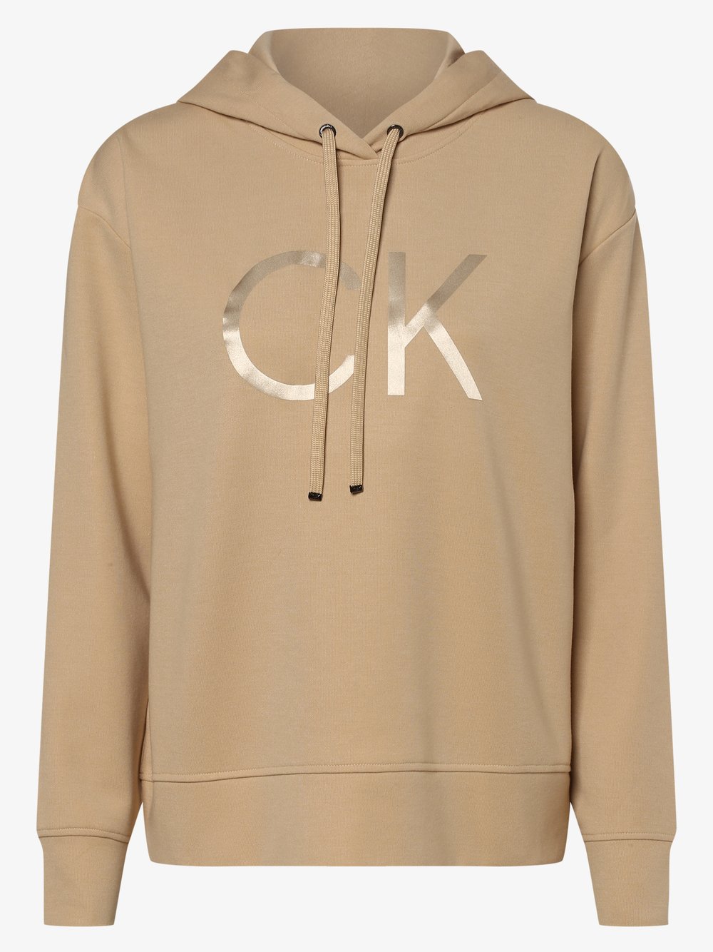 Calvin Klein - Damska bluza z kapturem, beżowy Calvin Klein