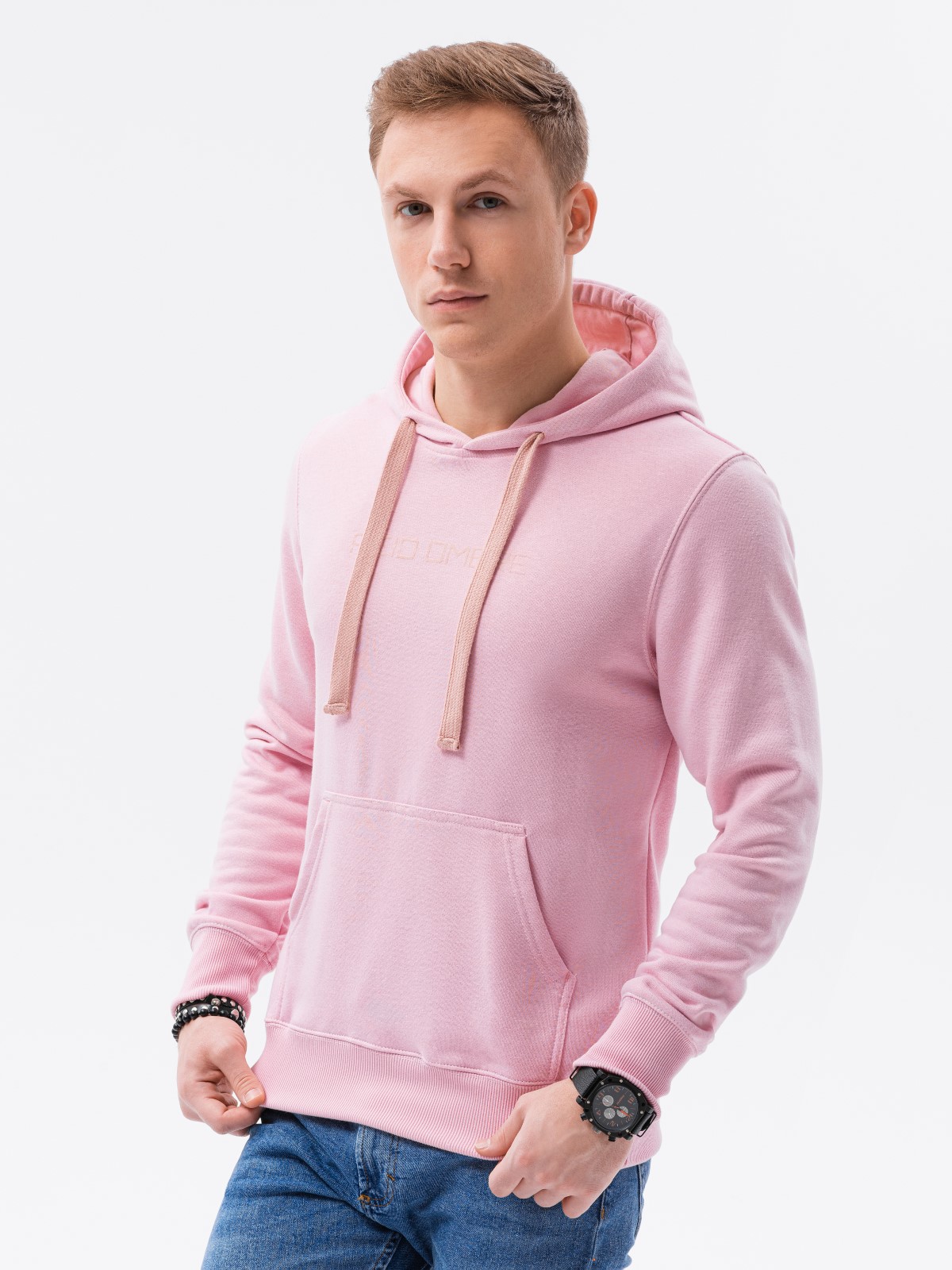 Bluza męska w mocnych kolorach B1351 - różowa - S Ombre Clothing