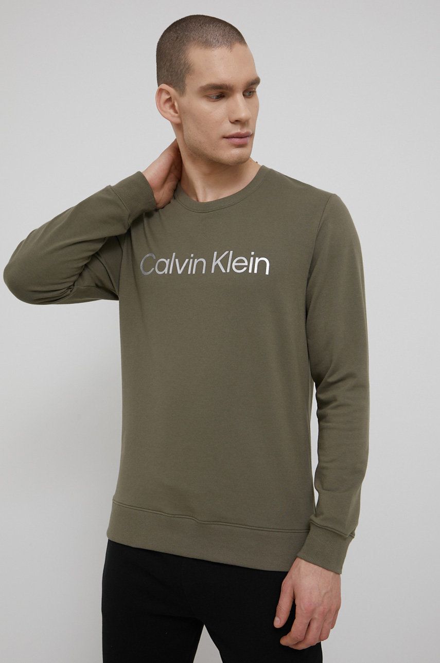 Calvin Klein Underwear bluza męska kolor zielony z nadrukiem Calvin Klein  Underwear
