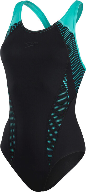 Women's Speedo Plastisol Laneback Swimsuit in Black Red