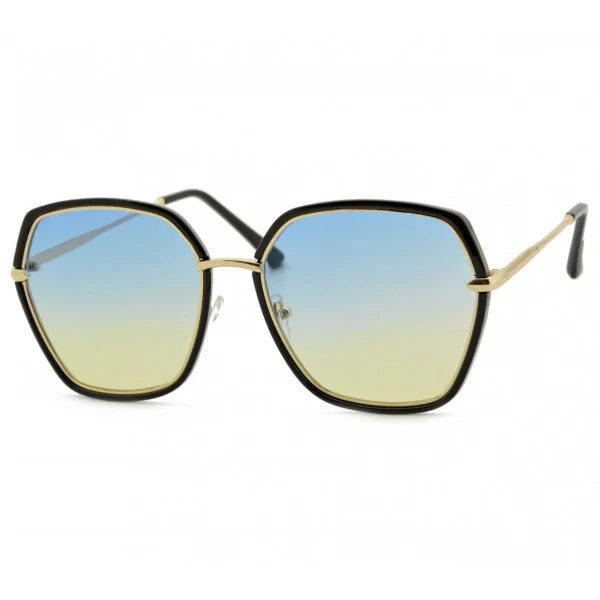 Okulary przeciwsłoneczne sześciokątne Damskie Glam czarne STD-86 Stylion