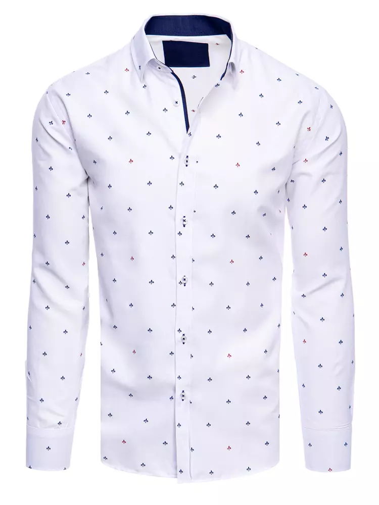Koszula męska we wzory biała Dstreet DX2195 Dstreet