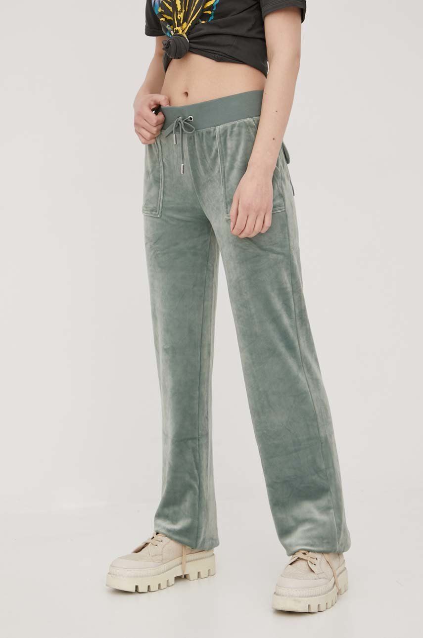 Juicy Couture spodnie dresowe damskie kolor zielony gładkie Juicy Couture