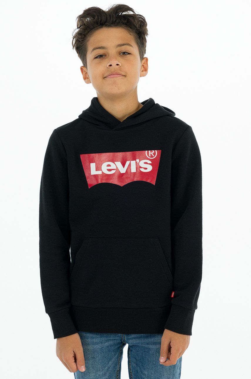 Levi's Bluza dziecięca kolor czarny z kapturem z nadrukiem Levi's
