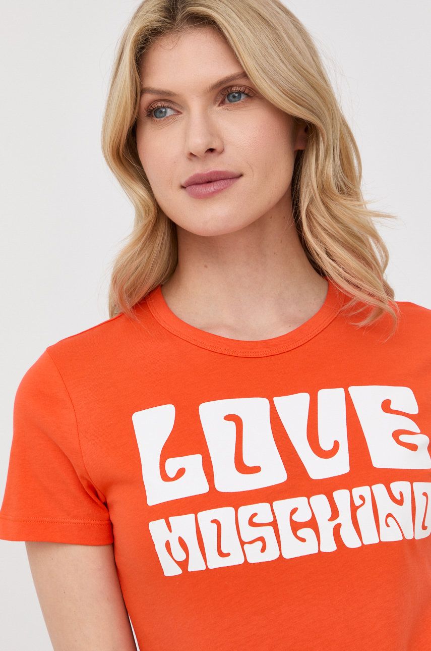 Love Moschino t-shirt damski kolor pomarańczowy Love Moschino
